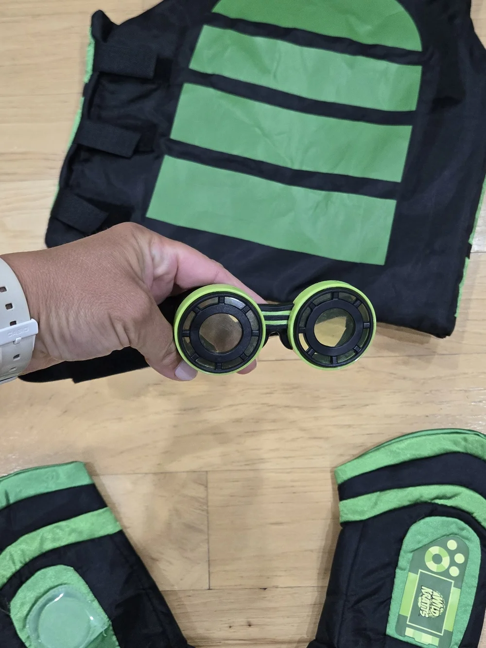 Kids Black Vest with Neon Green Paw Design